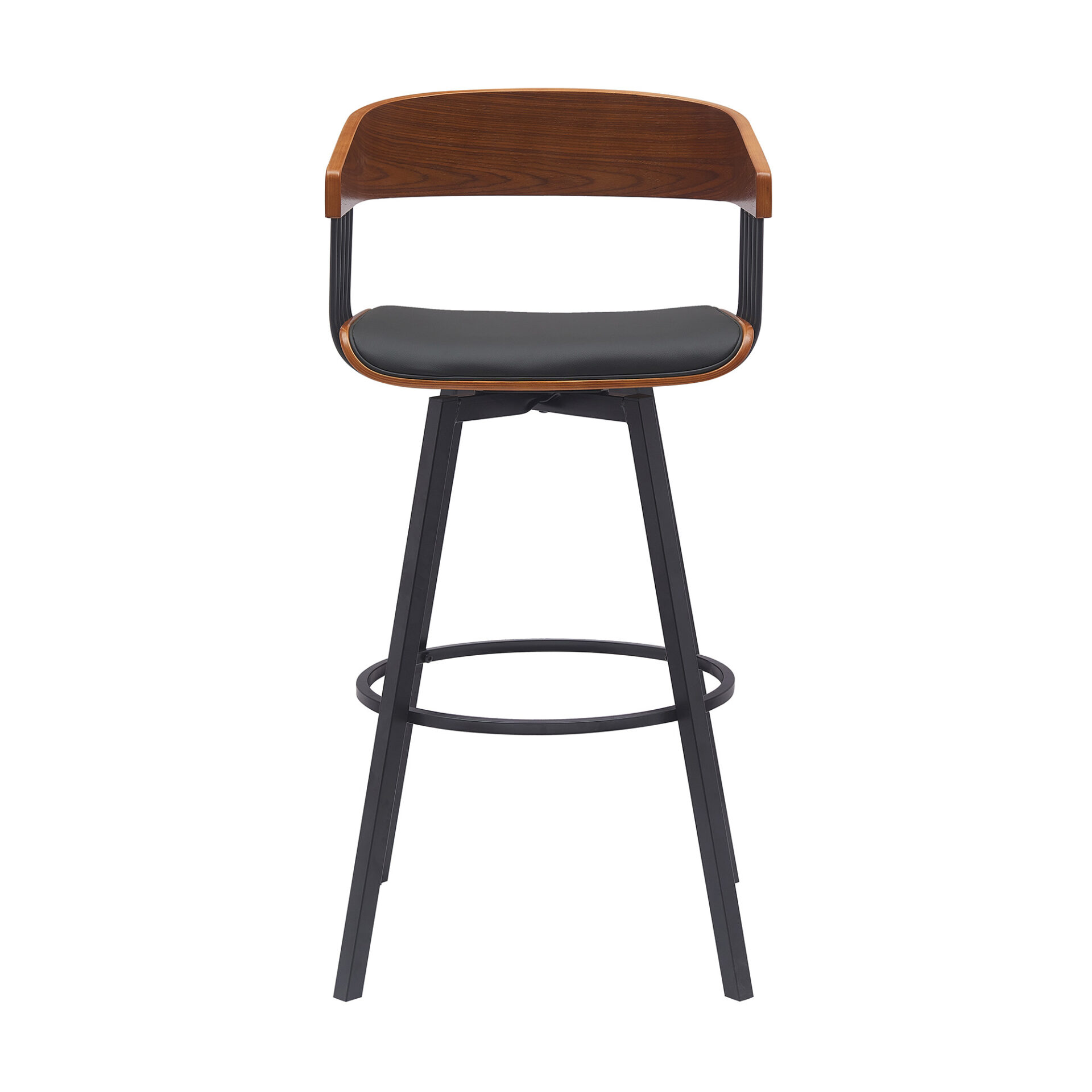 31-Inch Black Faux Leather Swivel Bar Stool With Armrests 4 31-Inch Black Faux Leather Swivel Bar Stool With Armrests - Image 4