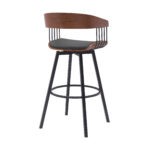 31-Inch Black Faux Leather Swivel Bar Stool With Armrests 14 31-Inch Black Faux Leather Swivel Bar Stool With Armrests