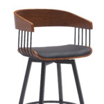 31-Inch Black Faux Leather Swivel Bar Stool With Armrests 16 31-Inch Black Faux Leather Swivel Bar Stool With Armrests