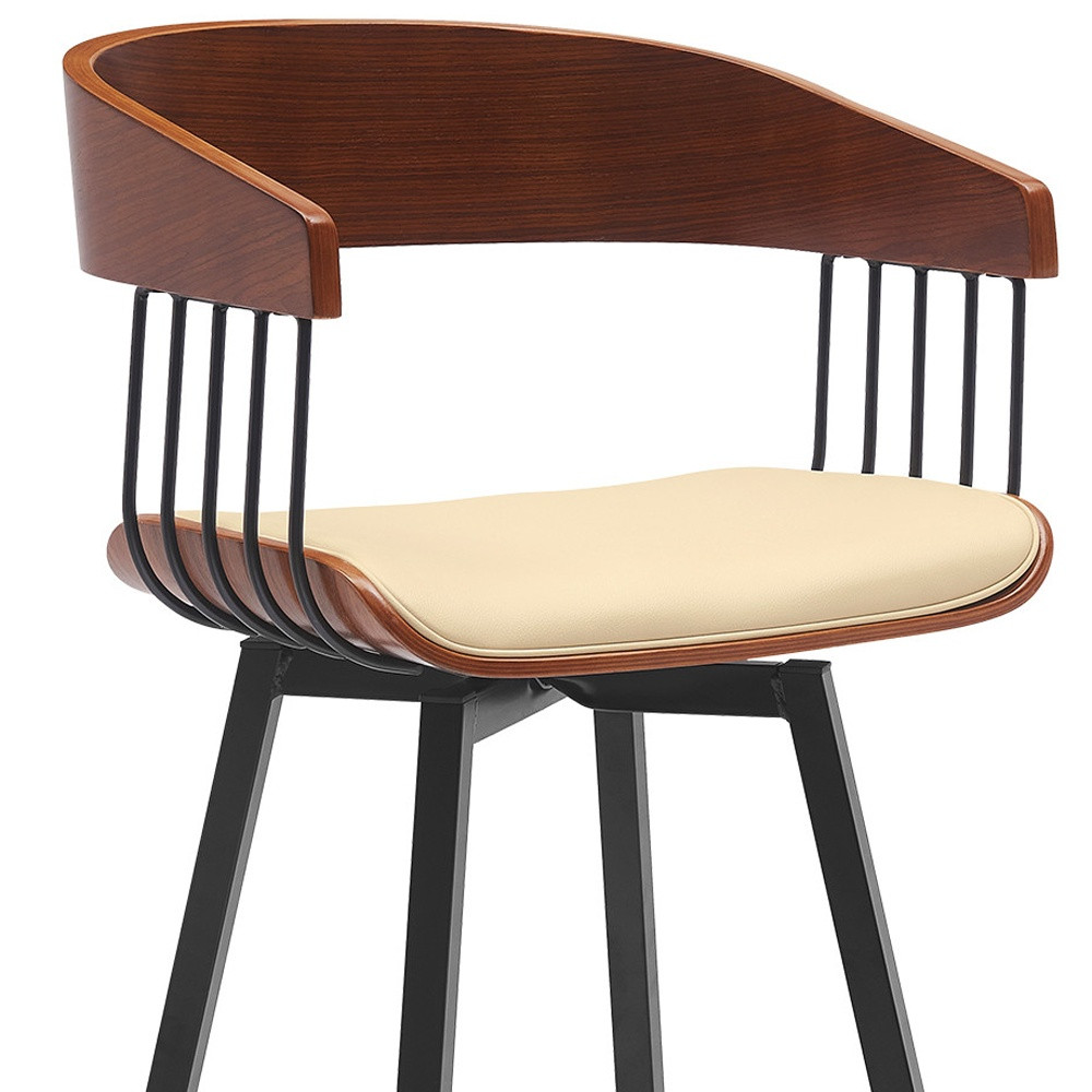 31 Inch Cream and Black Swivel Bar Stool with Armrests 8 31 Inch Cream and Black Swivel Bar Stool with Armrests - Image 8
