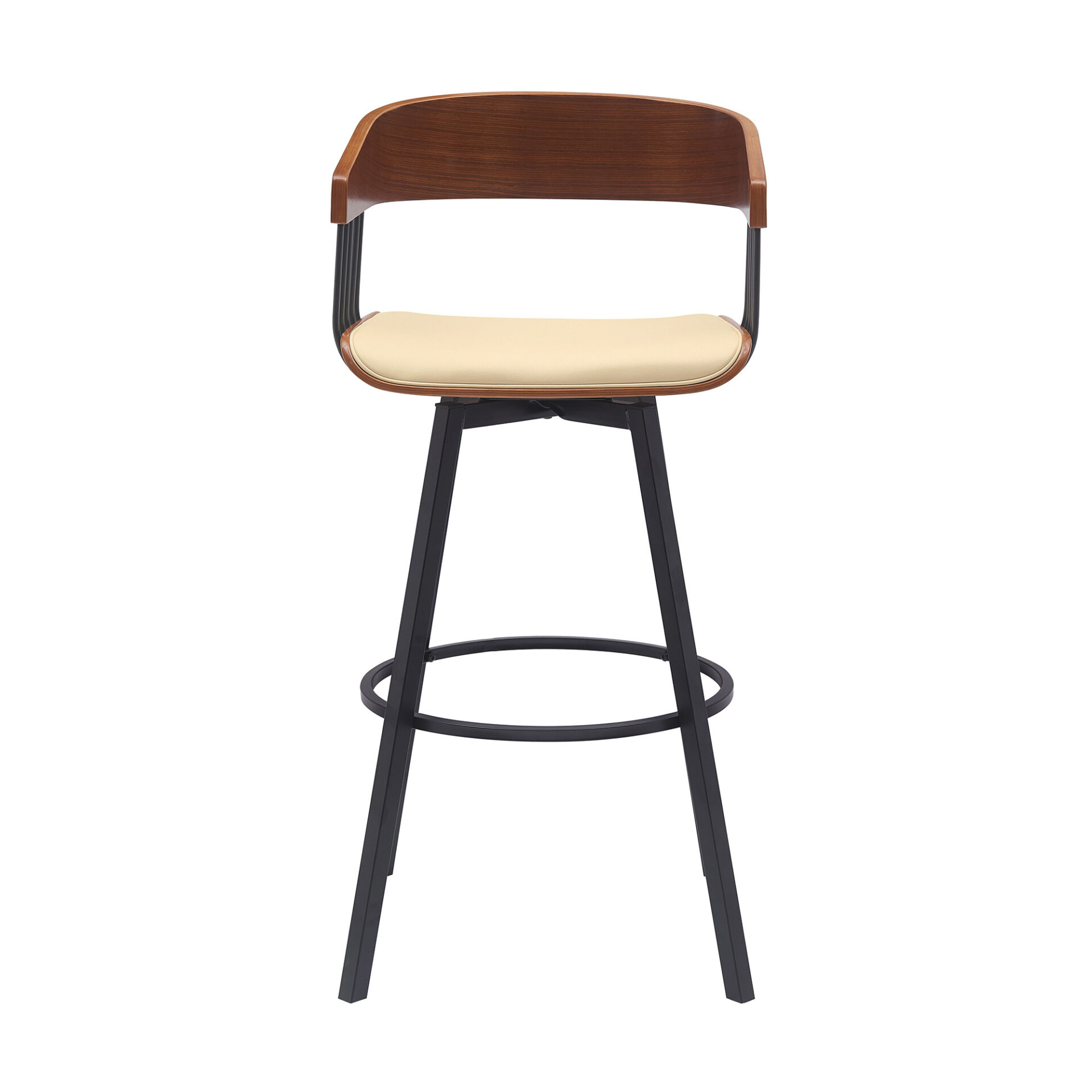 31 Inch Cream and Black Swivel Bar Stool with Armrests 2 31 Inch Cream and Black Swivel Bar Stool with Armrests - Image 2
