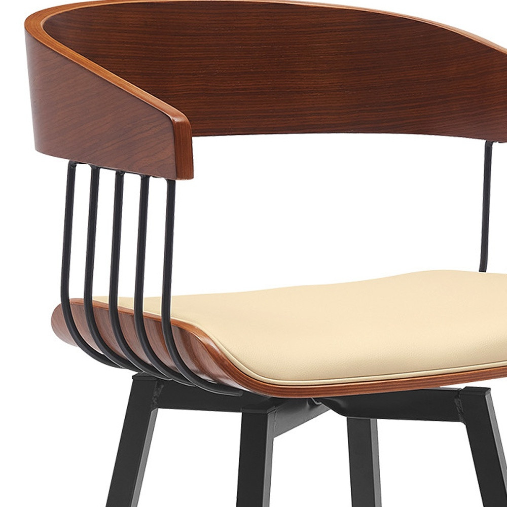 31 Inch Cream and Black Swivel Bar Stool with Armrests 7 31 Inch Cream and Black Swivel Bar Stool with Armrests - Image 7