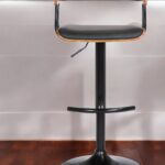 19.5-Inch Black Adjustable Swivel Bar Stool with Armrests