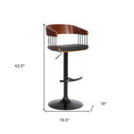 19.5-Inch Black Adjustable Swivel Bar Stool with Armrests