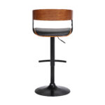 19.5-Inch Black Adjustable Swivel Bar Stool with Armrests