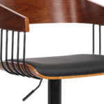 19.5-Inch Black Adjustable Swivel Bar Stool with Armrests