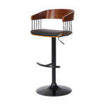 19.5-Inch Black Adjustable Swivel Bar Stool with Armrests