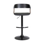 Adjustable Black Faux Leather Swivel Bar Stool With Armrests