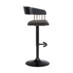 Adjustable Black Faux Leather Swivel Bar Stool With Armrests