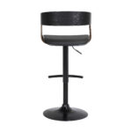 Adjustable Black Faux Leather Swivel Bar Stool With Armrests