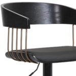 Adjustable Black Faux Leather Swivel Bar Stool With Armrests
