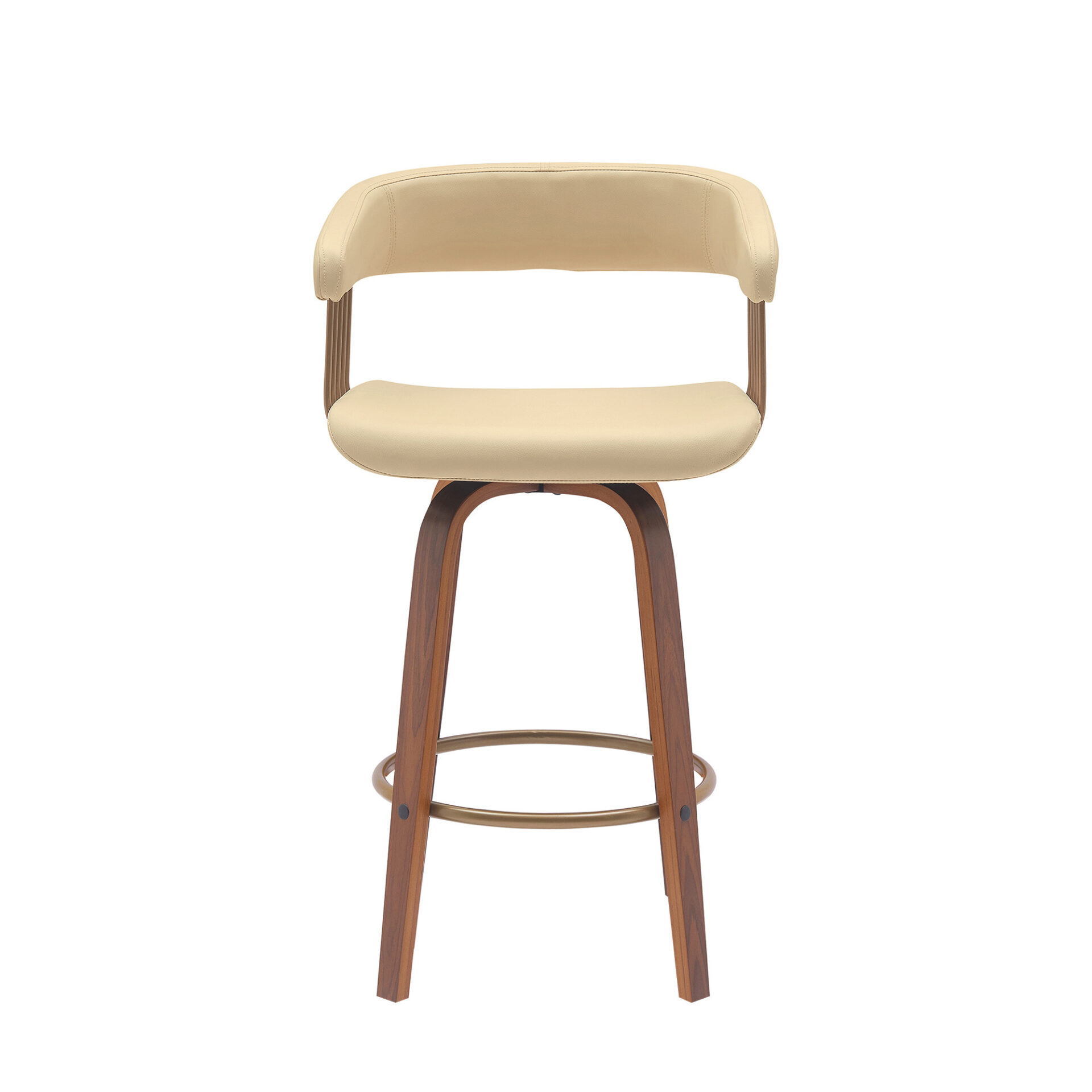 26 Inch Cream Faux Leather Swivel Bar Stool With Arms 3 26 Inch Cream Faux Leather Swivel Bar Stool With Arms - Image 3