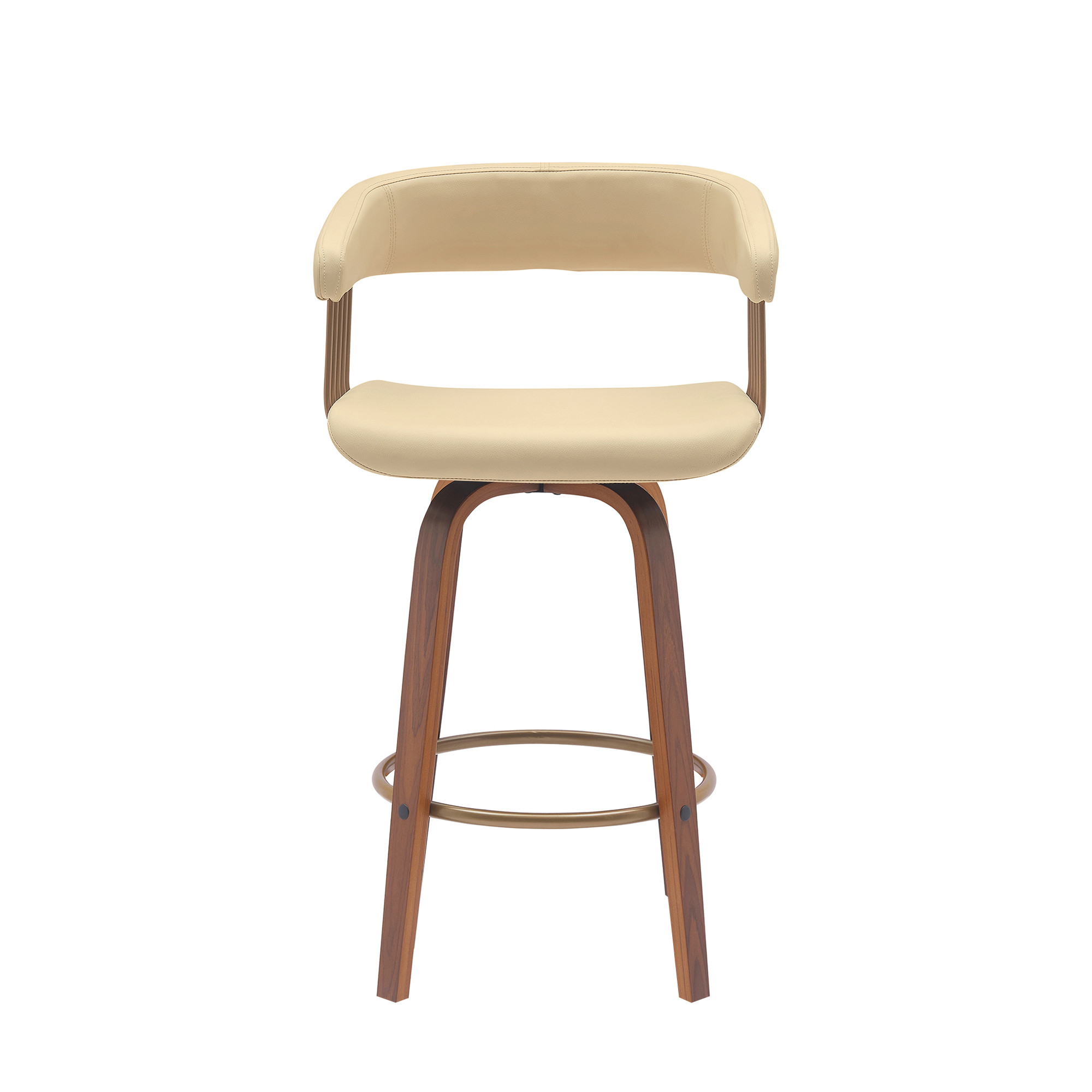 26 Inch Cream Faux Leather Swivel Bar Stool With Arms - Cave Supplies