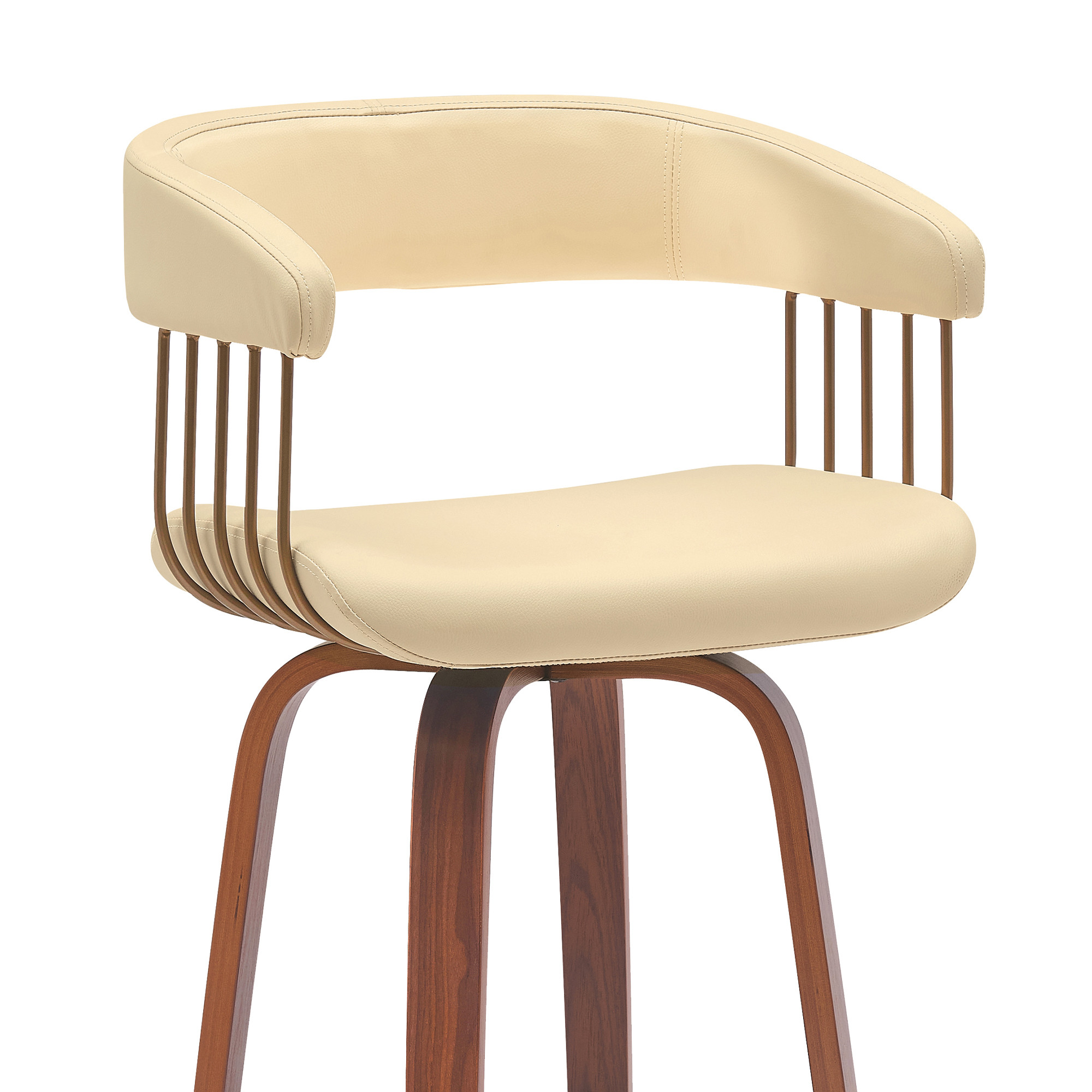 26 Inch Cream Faux Leather Swivel Bar Stool With Arms 6 26 Inch Cream Faux Leather Swivel Bar Stool With Arms - Image 6