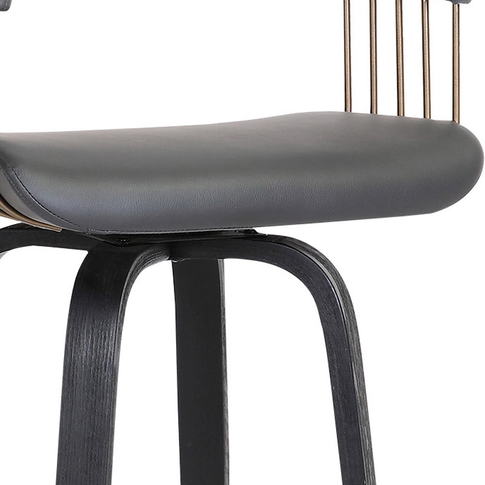 26-Inch Gray and Black Swivel Faux Leather Bar Stool 8 26-Inch Gray and Black Swivel Faux Leather Bar Stool - Image 8