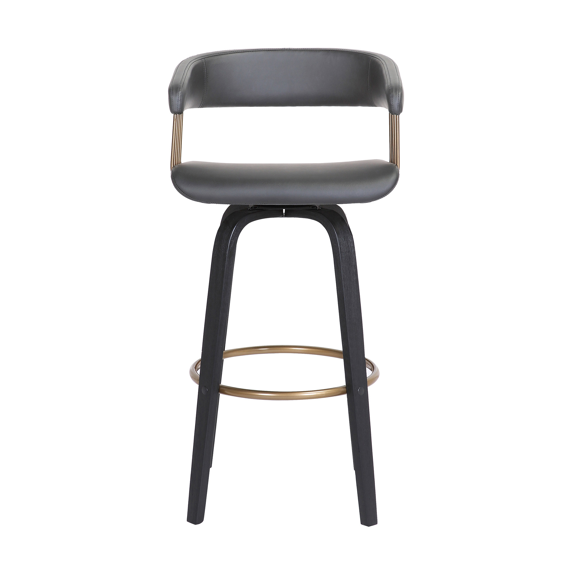 26-Inch Gray and Black Swivel Faux Leather Bar Stool 3 26-Inch Gray and Black Swivel Faux Leather Bar Stool - Image 3