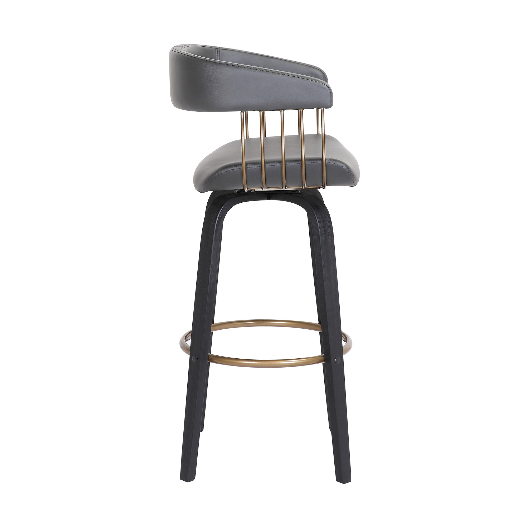 26-Inch Gray and Black Swivel Faux Leather Bar Stool 4 26-Inch Gray and Black Swivel Faux Leather Bar Stool - Image 4