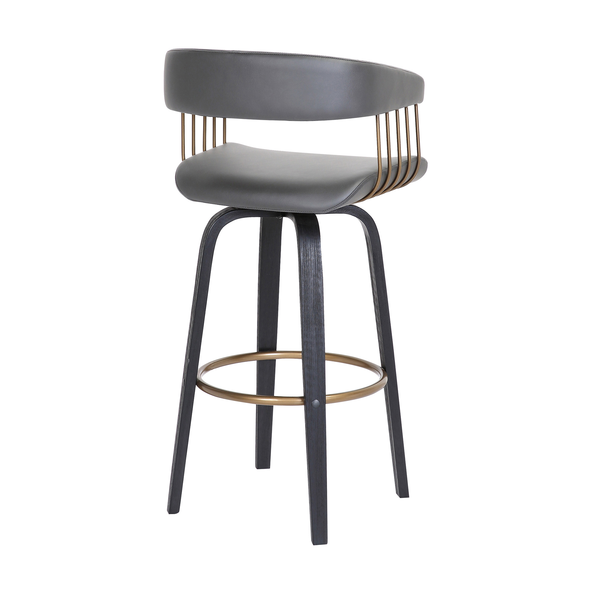 26-Inch Gray and Black Swivel Faux Leather Bar Stool 5 26-Inch Gray and Black Swivel Faux Leather Bar Stool - Image 5