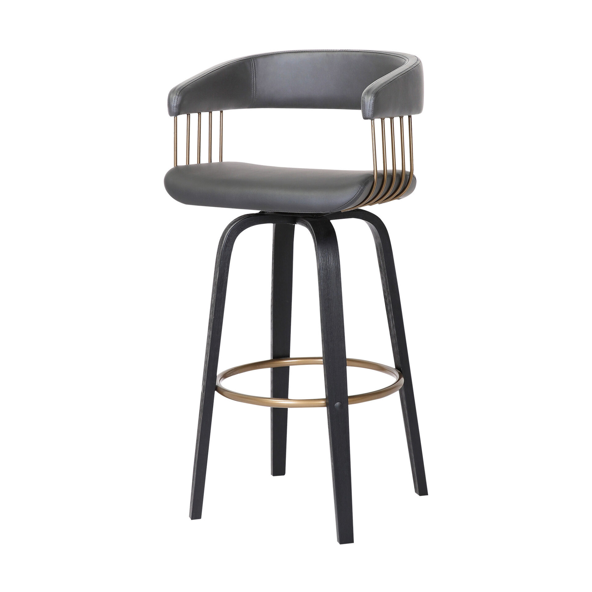 26-Inch Gray and Black Swivel Faux Leather Bar Stool 7 26-Inch Gray and Black Swivel Faux Leather Bar Stool - Image 7