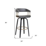 26-Inch Gray and Black Swivel Faux Leather Bar Stool 18 26-Inch Gray and Black Swivel Faux Leather Bar Stool