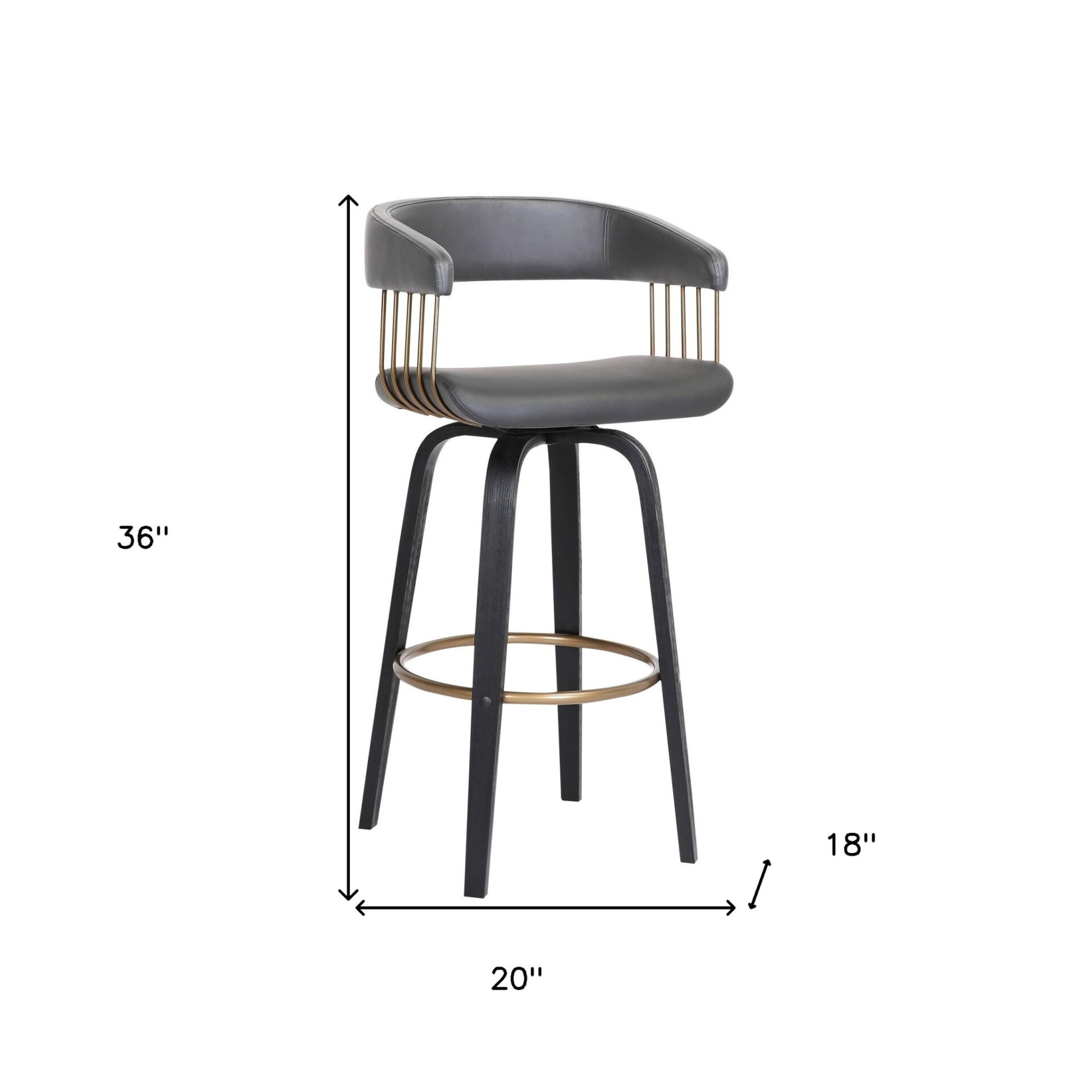 26-Inch Gray and Black Swivel Faux Leather Bar Stool 9 26-Inch Gray and Black Swivel Faux Leather Bar Stool - Image 9