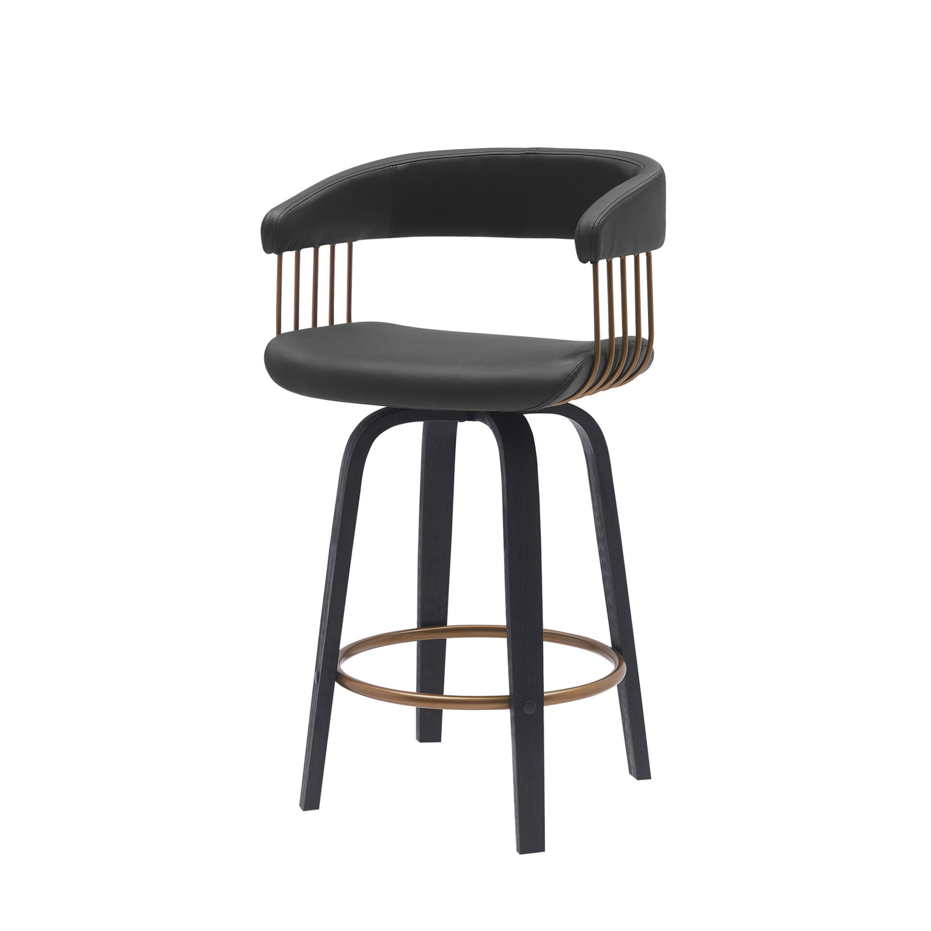 26 Inch Black Faux Leather Swivel Counter Height Bar Stool 7 26 Inch Black Faux Leather Swivel Counter Height Bar Stool - Image 7