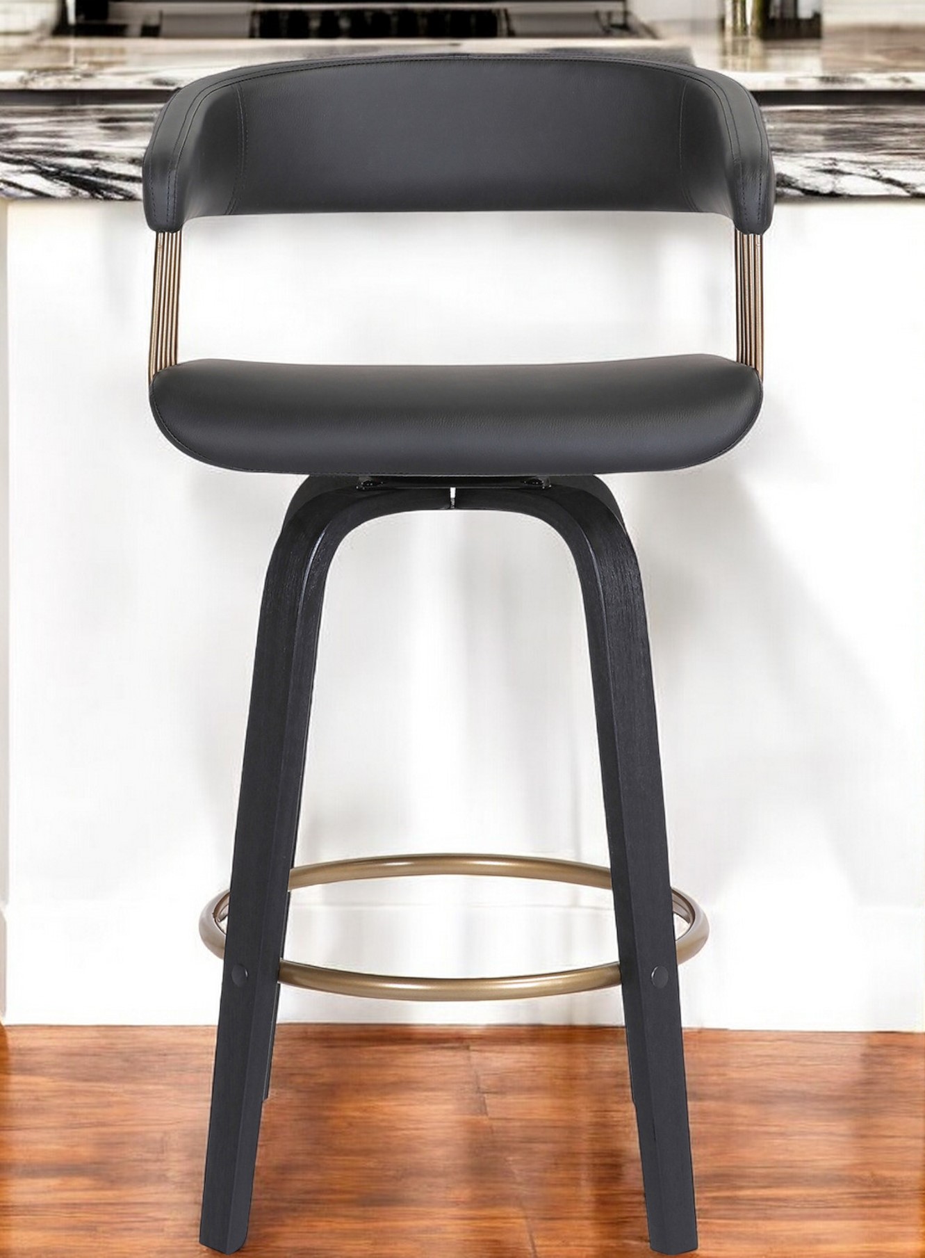 26 Inch Black Faux Leather Swivel Counter Height Bar Stool 1 26 Inch Black Faux Leather Swivel Counter Height Bar Stool