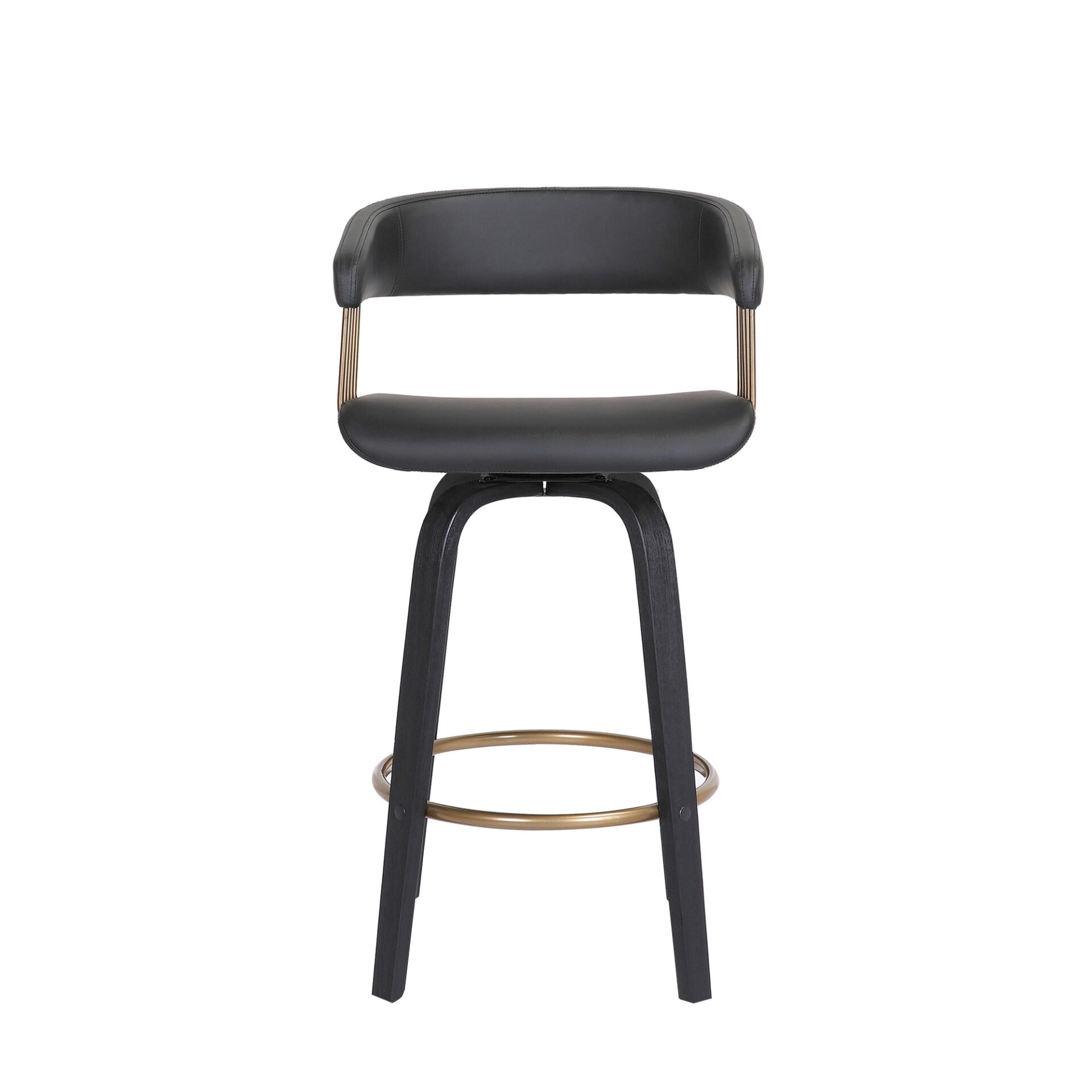 26 Inch Black Faux Leather Swivel Counter Height Bar Stool 2 26 Inch Black Faux Leather Swivel Counter Height Bar Stool - Image 2