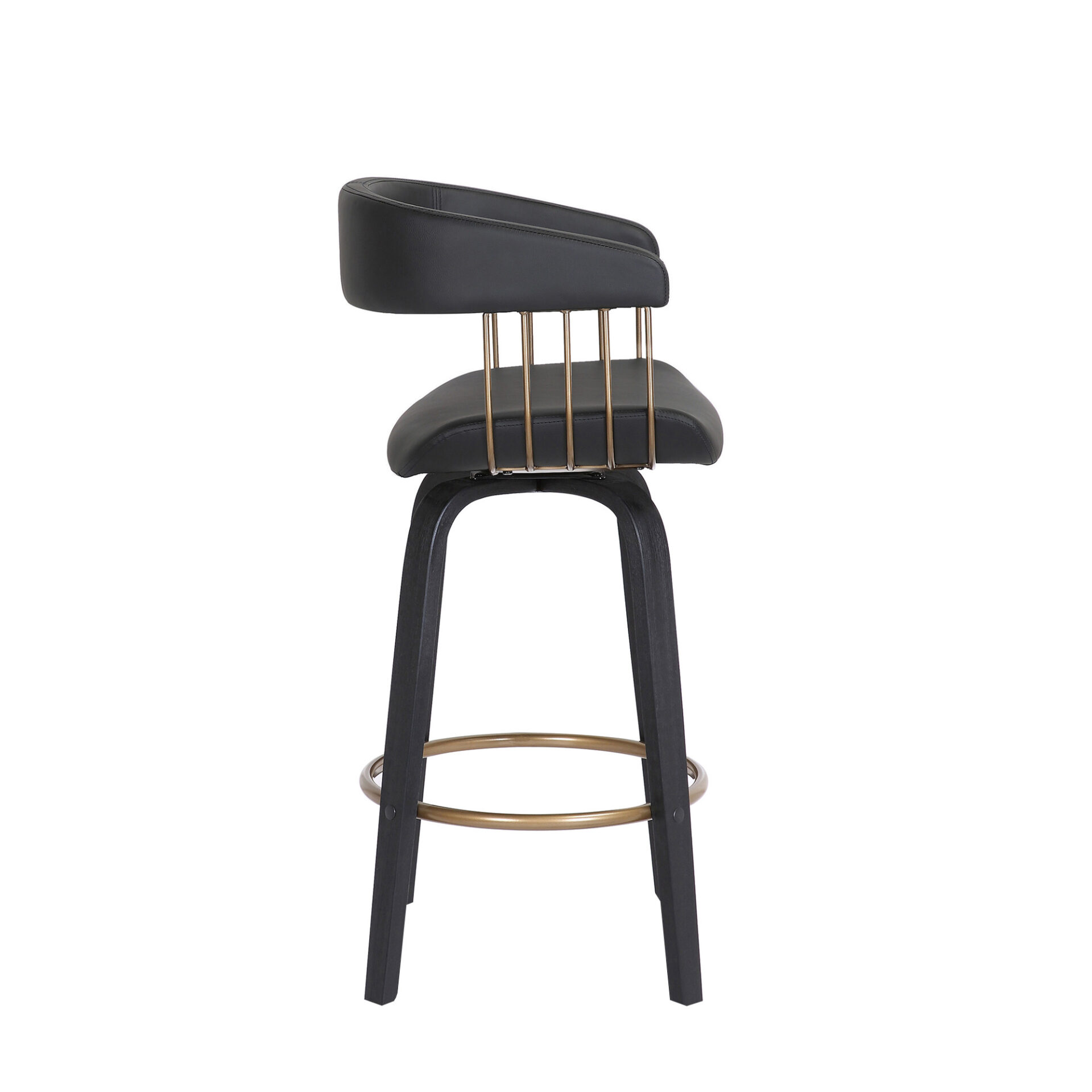 26 Inch Black Faux Leather Swivel Counter Height Bar Stool 4 26 Inch Black Faux Leather Swivel Counter Height Bar Stool - Image 4