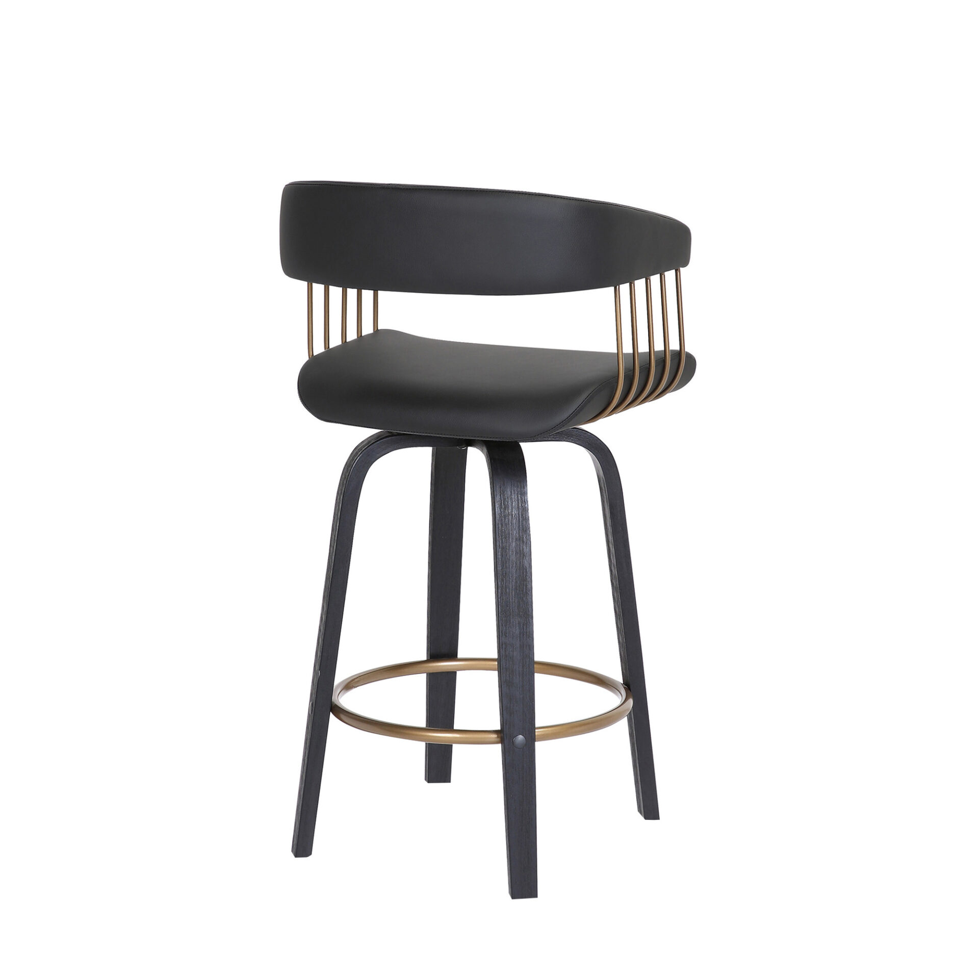 26 Inch Black Faux Leather Swivel Counter Height Bar Stool 6 26 Inch Black Faux Leather Swivel Counter Height Bar Stool - Image 6