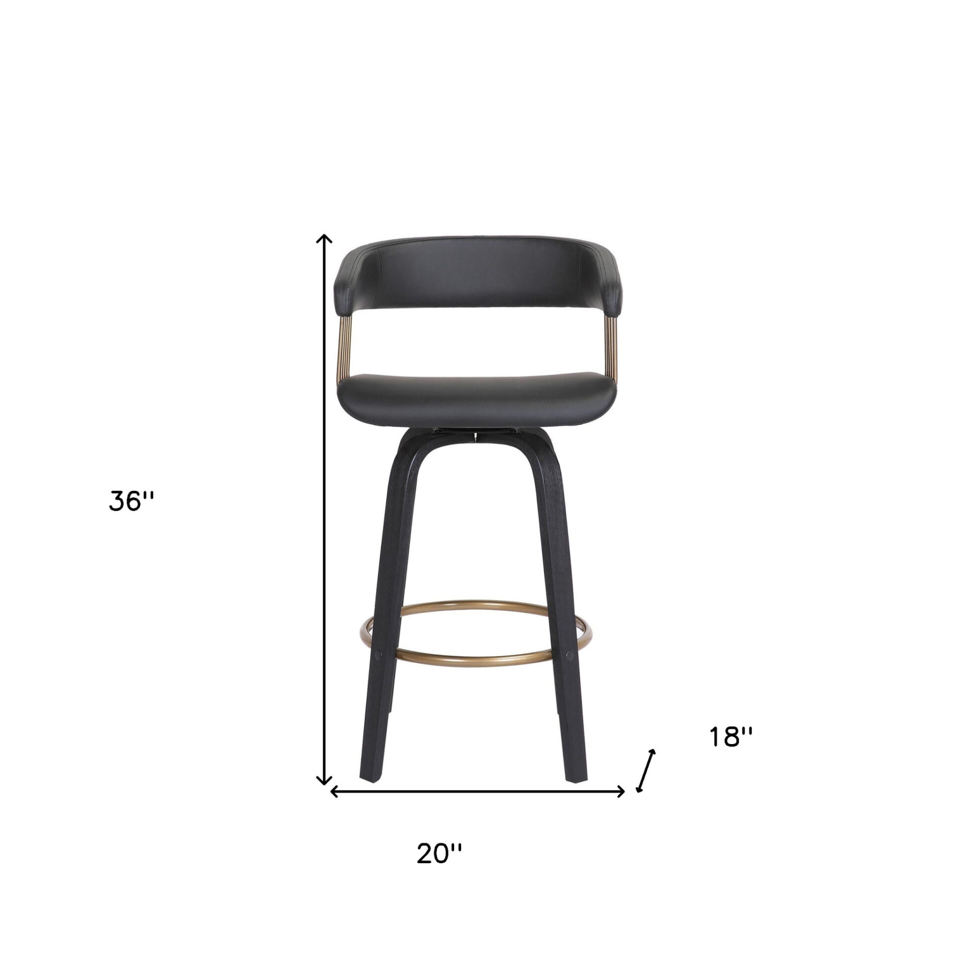 26 Inch Black Faux Leather Swivel Counter Height Bar Stool 5 26 Inch Black Faux Leather Swivel Counter Height Bar Stool - Image 5