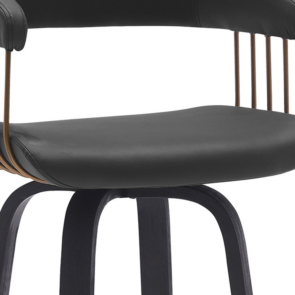 26 Inch Black Faux Leather Swivel Counter Height Bar Stool 9 26 Inch Black Faux Leather Swivel Counter Height Bar Stool - Image 9