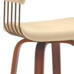 31 Inch Cream and Wood Brown Swivel Bar Stool