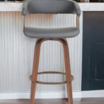 31-Inch Gray and Wood Brown Faux Leather Swivel Bar Stool 10 31-Inch Gray and Wood Brown Faux Leather Swivel Bar Stool
