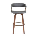 31-Inch Gray and Wood Brown Faux Leather Swivel Bar Stool 11 31-Inch Gray and Wood Brown Faux Leather Swivel Bar Stool