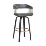 31-Inch Gray and Black Faux Leather Swivel Bar Stool