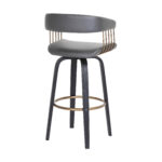 31-Inch Gray and Black Faux Leather Swivel Bar Stool