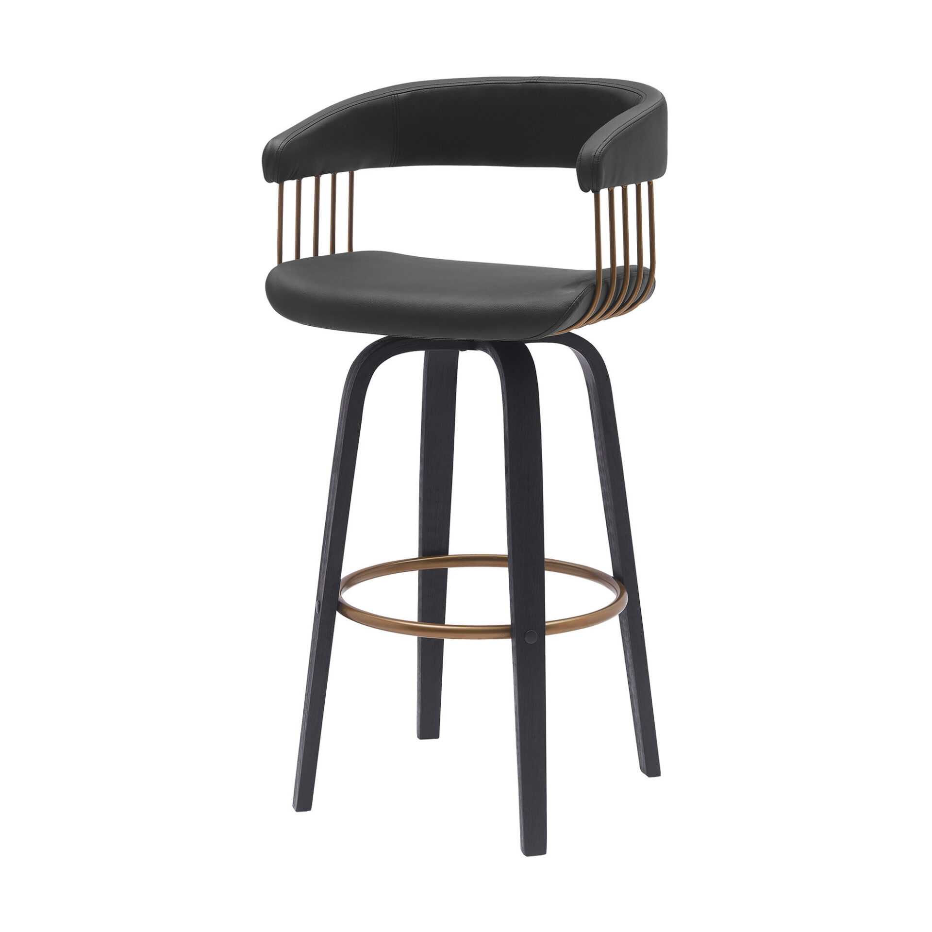 31-Inch Black Faux Leather Swivel Modern Bar Stool 8 31-Inch Black Faux Leather Swivel Modern Bar Stool - Image 8