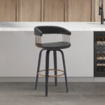 31-Inch Black Faux Leather Swivel Modern Bar Stool 18 31-Inch Black Faux Leather Swivel Modern Bar Stool