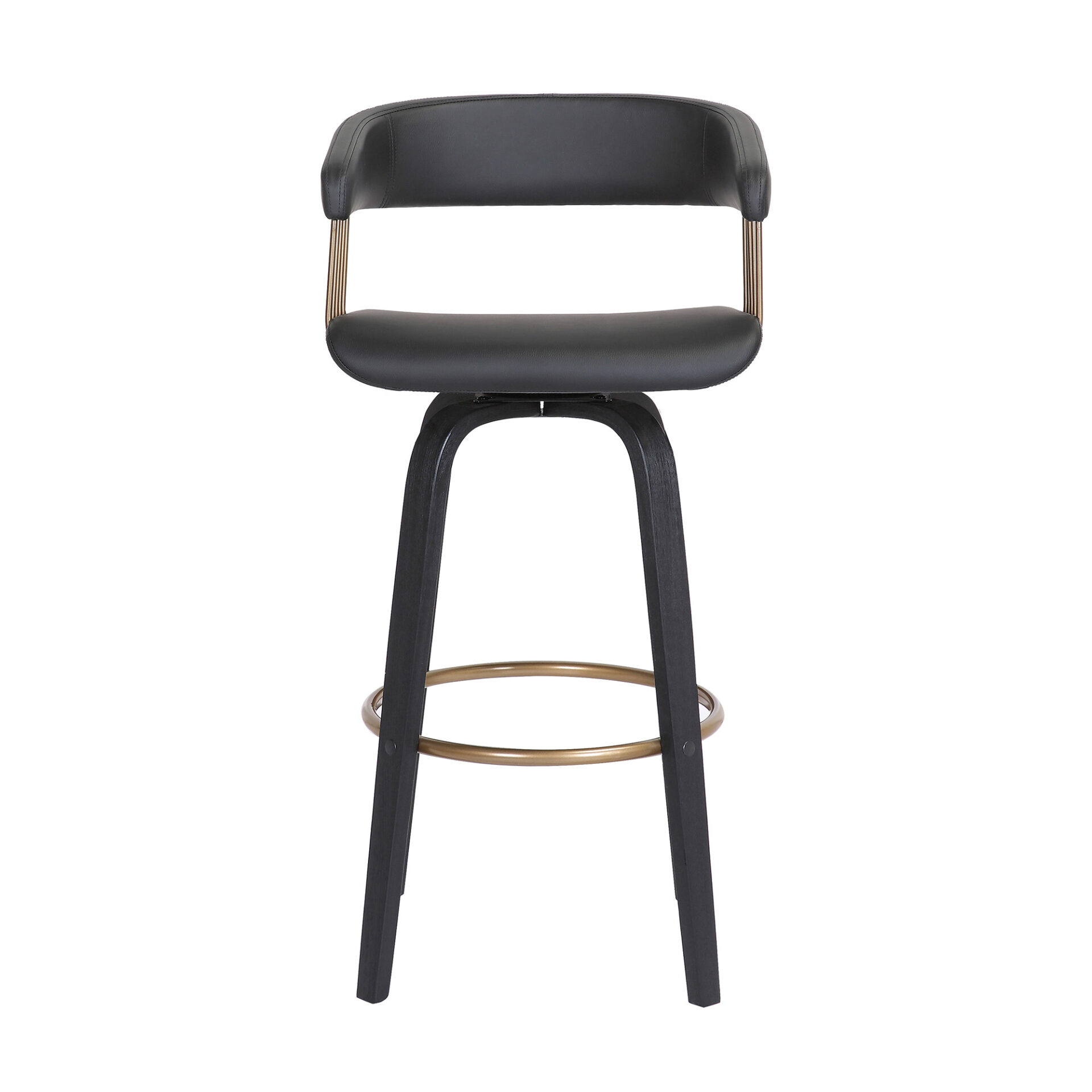 31-Inch Black Faux Leather Swivel Modern Bar Stool 3 31-Inch Black Faux Leather Swivel Modern Bar Stool - Image 3