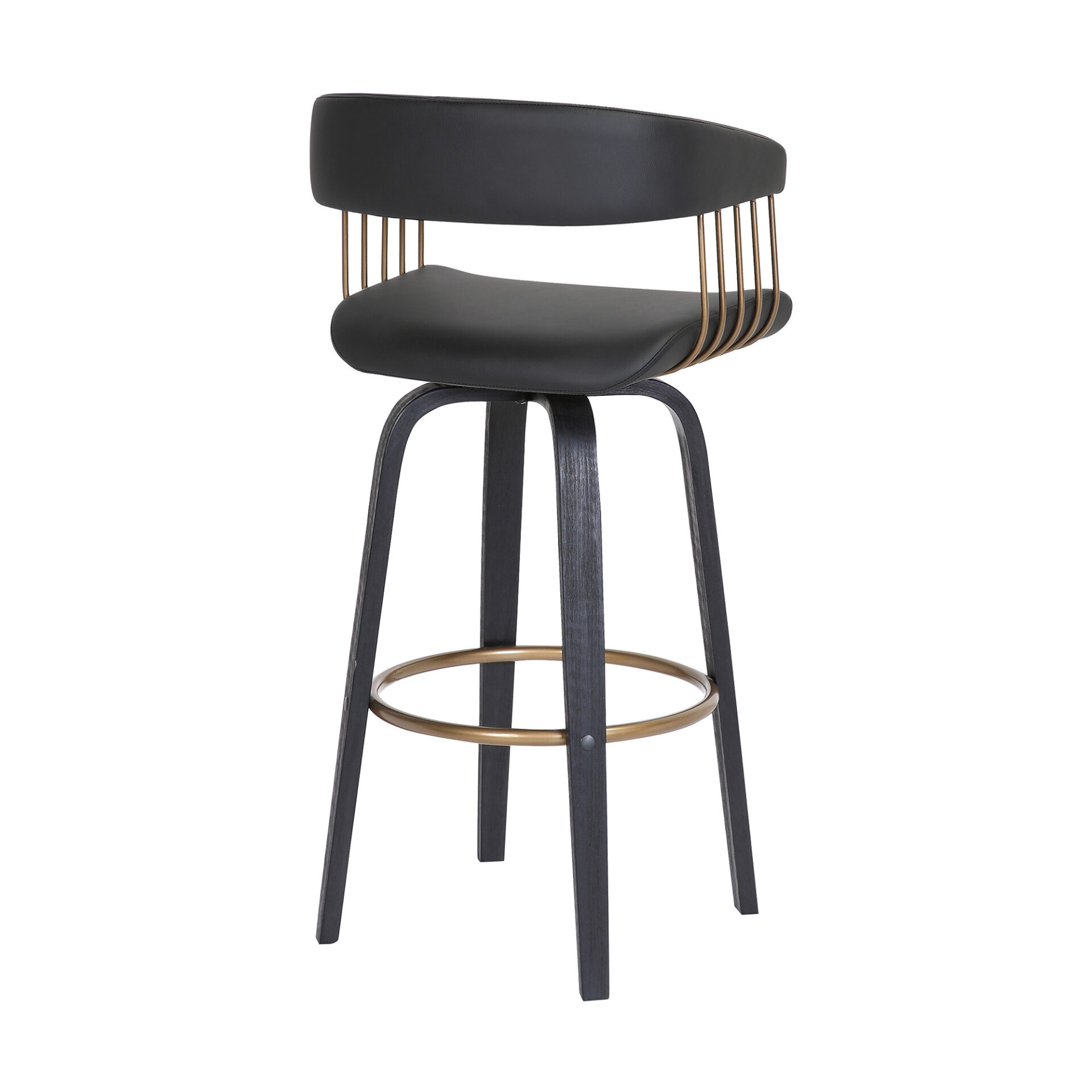 31-Inch Black Faux Leather Swivel Modern Bar Stool 5 31-Inch Black Faux Leather Swivel Modern Bar Stool - Image 5