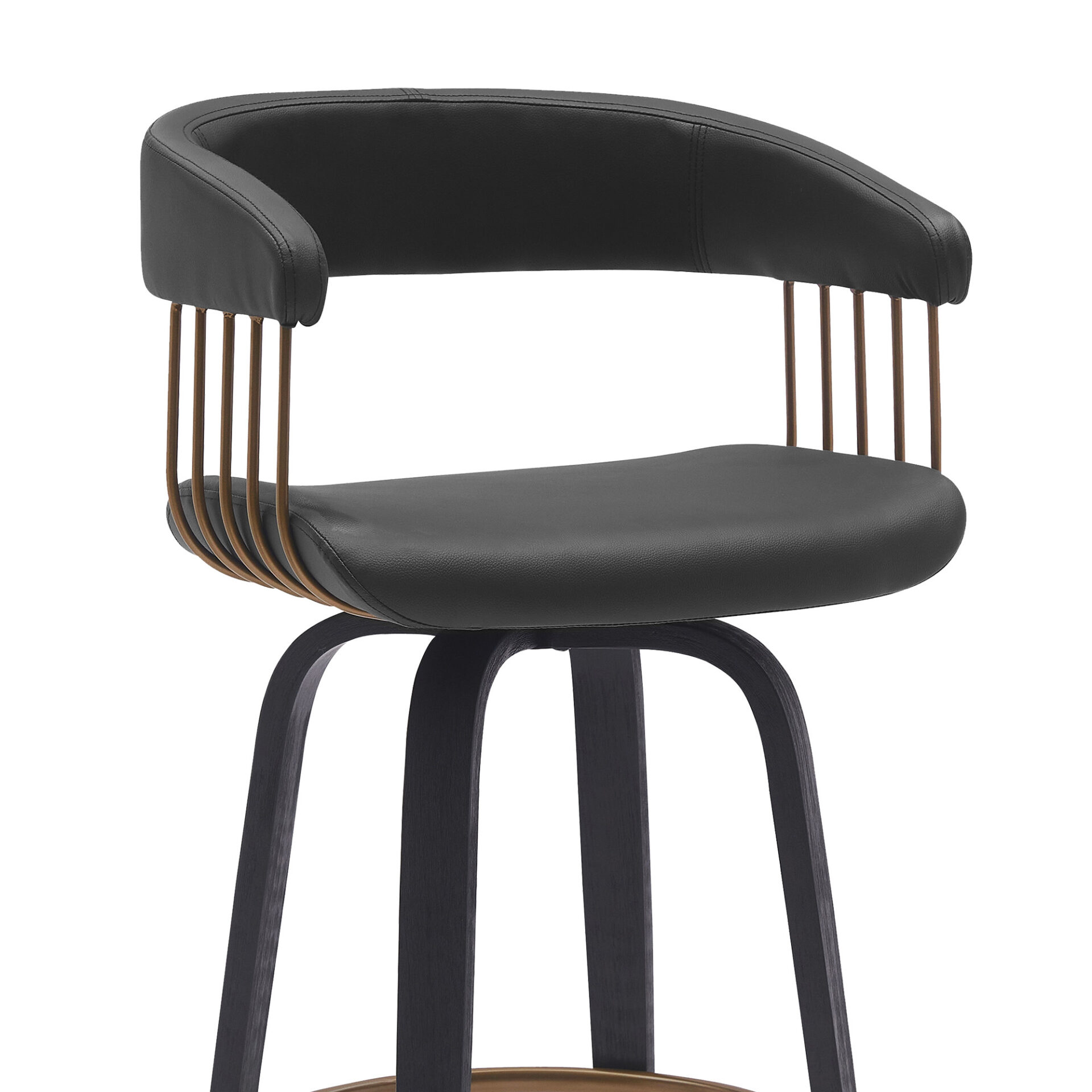 31-Inch Black Faux Leather Swivel Modern Bar Stool 6 31-Inch Black Faux Leather Swivel Modern Bar Stool - Image 6