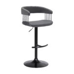 Adjustable 24.5-33 Inch Gray and Black Swivel Bar Stool