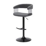 Adjustable 24.5-33 Inch Gray and Black Swivel Bar Stool