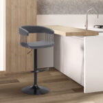 Adjustable 24.5-33 Inch Gray and Black Swivel Bar Stool