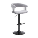Adjustable Height Light Gray and Black Swivel Bar Stool 12 Adjustable Height Light Gray and Black Swivel Bar Stool