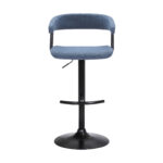 Adjustable Height Blue and Black Swivel Bar Stool with Footrest