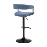 Adjustable Height Blue and Black Swivel Bar Stool with Footrest