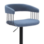 Adjustable Height Blue and Black Swivel Bar Stool with Footrest