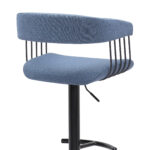 Adjustable Height Blue and Black Swivel Bar Stool with Footrest